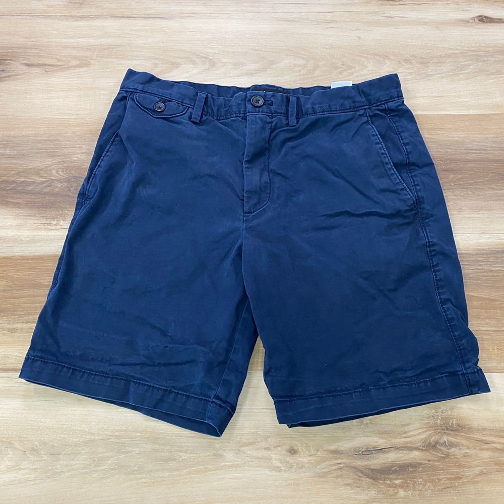 Banana Republic Chino Shorts 31 Lived-In 9 Inch Preppy Navy Cotton Stretch Blue